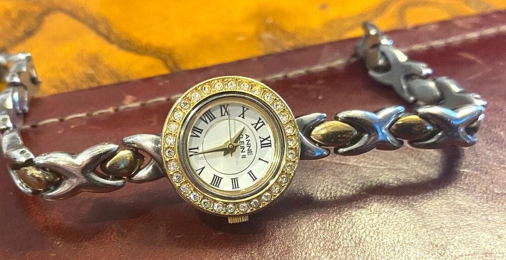 Women's Two Tone Anne Klein II Watch, Crystal Accents, Locking clasp